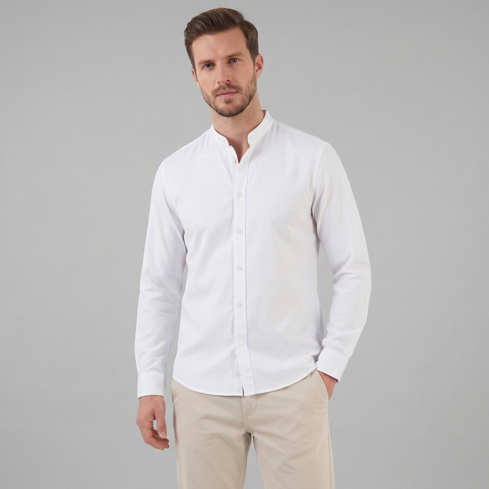 Herren Henley Hemd Mit Kragen
