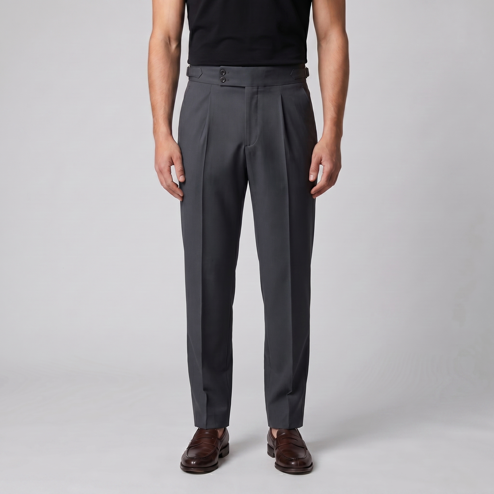 Herren Formale Hose Mit Hohem Bund Und Maßgeschneiderte Passform