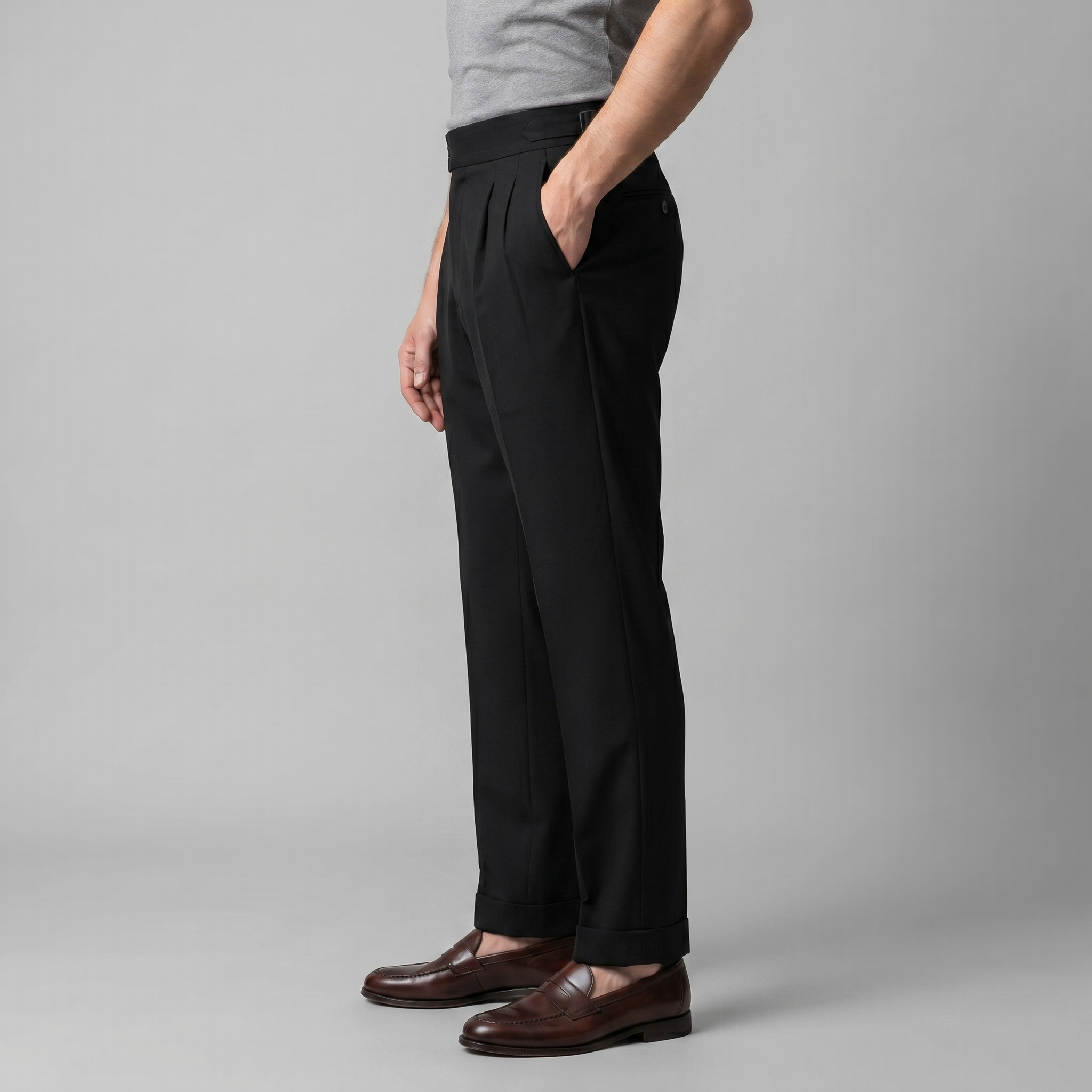 Herren Formale Hose Mit Hohem Bund Und Maßgeschneiderte Passform