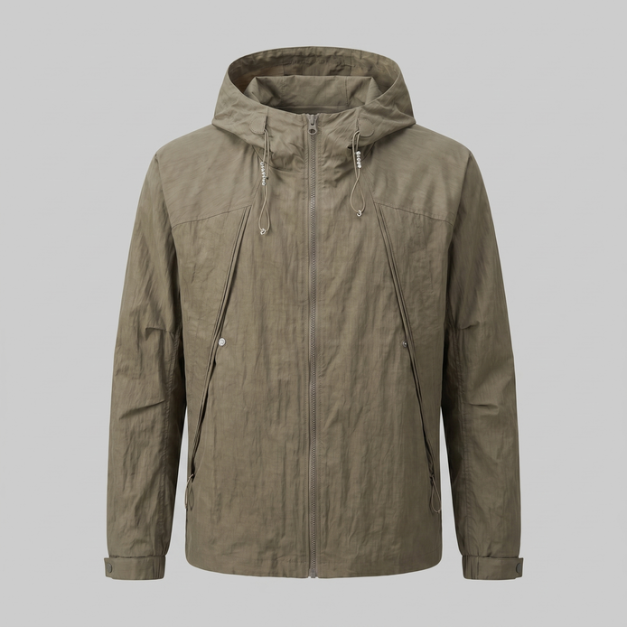 Herren Leichte Kapuzen Windbreaker Jacke