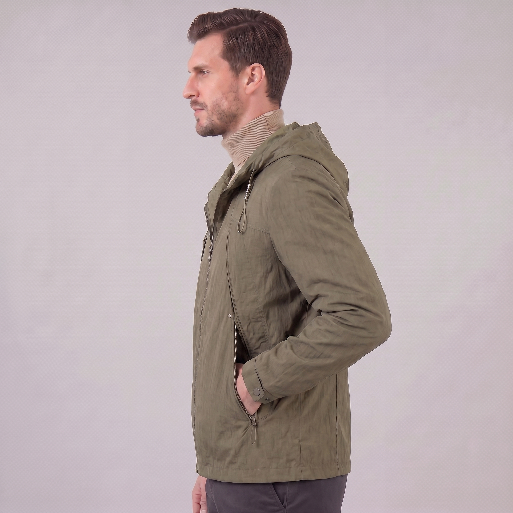 Herren Leichte Kapuzen Windbreaker Jacke