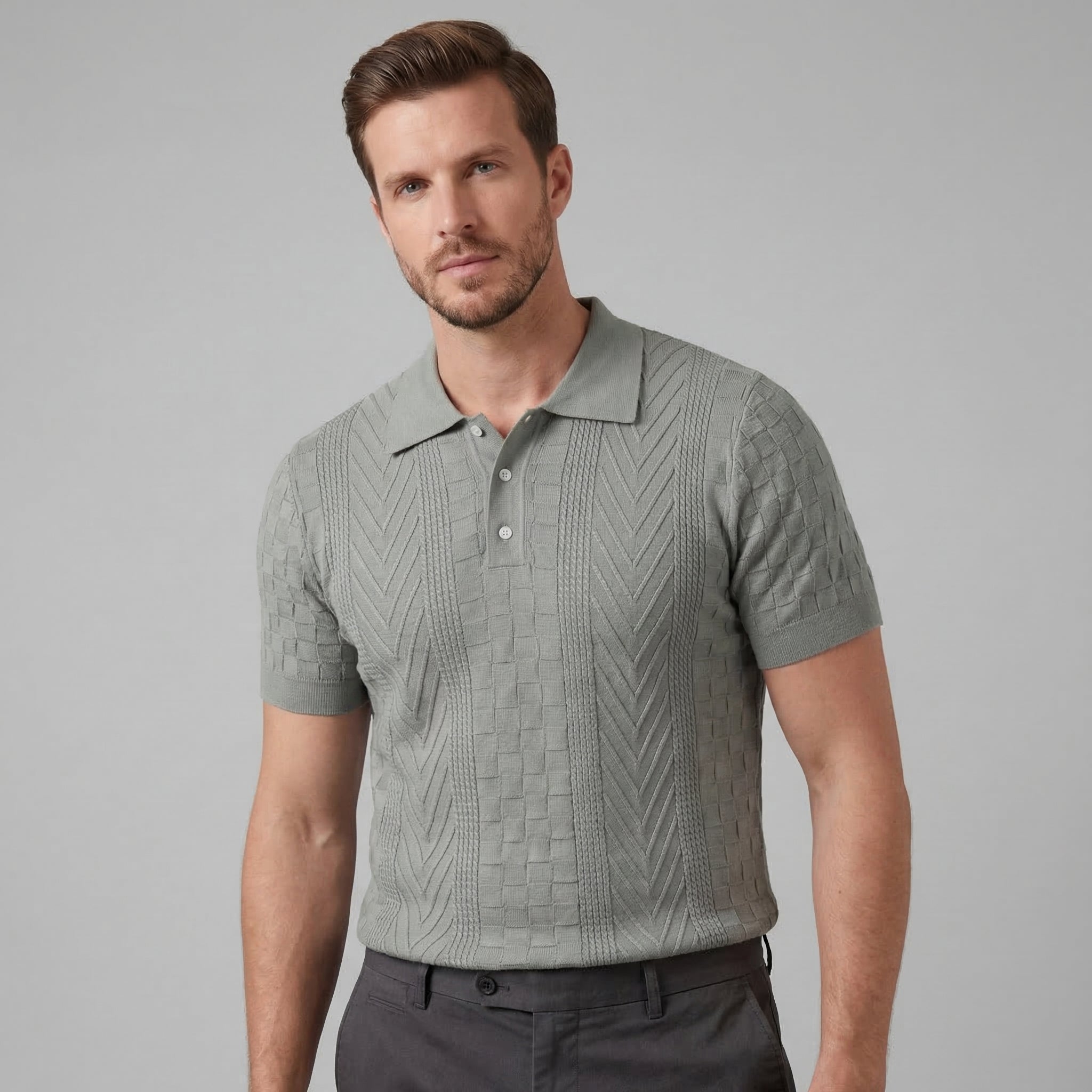 Herren Jacquard Polohemd