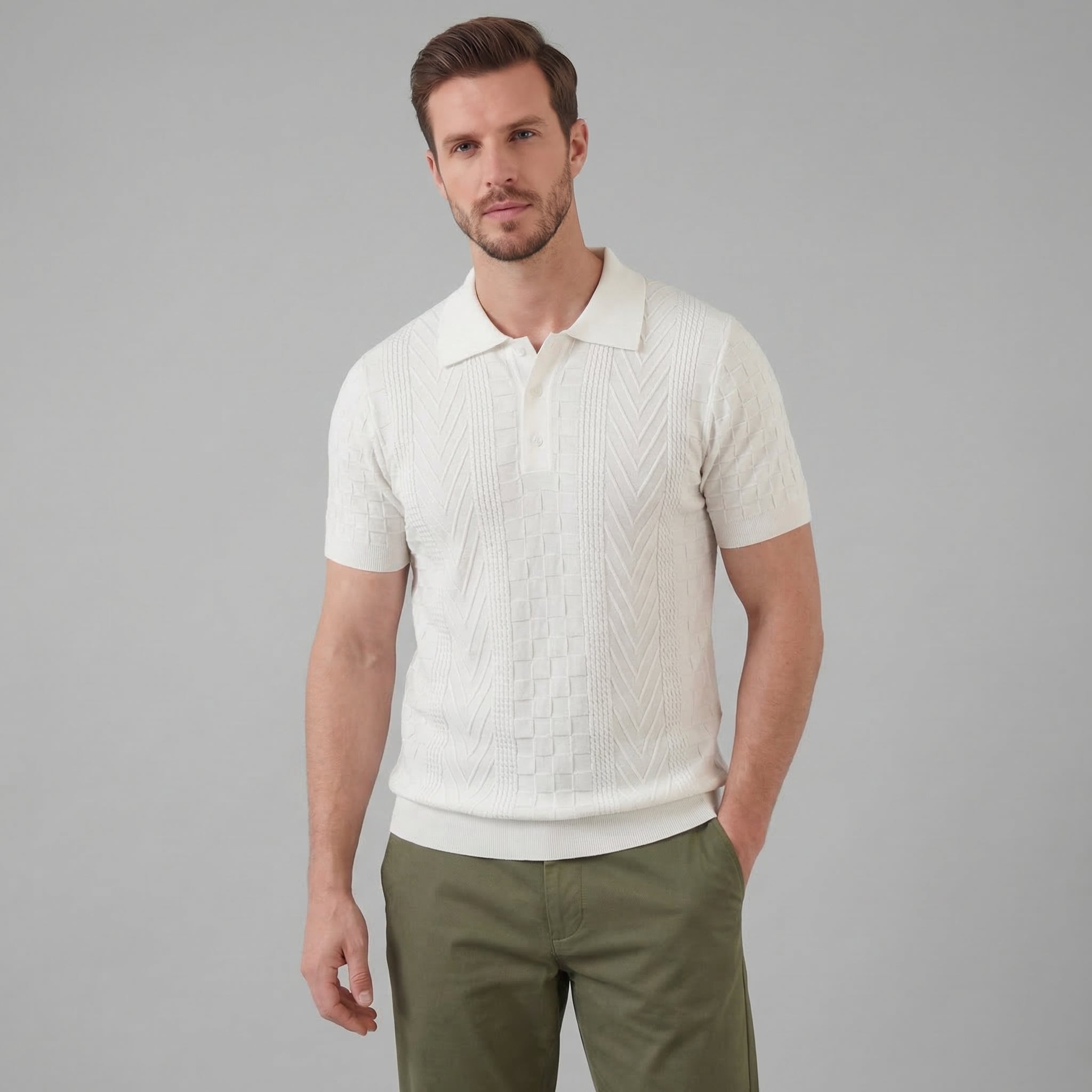 Herren Jacquard Polohemd