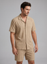 Herren Jacquard Wave Camp Shirt Und Shorts Set