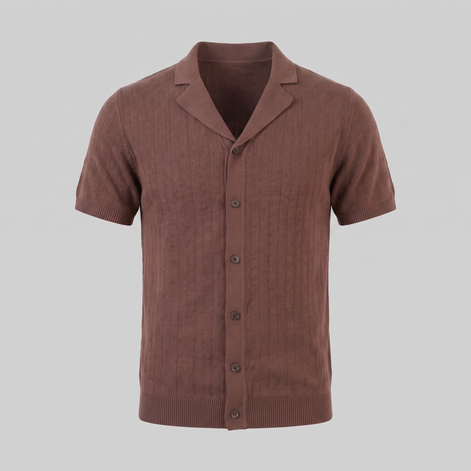 Herren Strickhemd Mit Knöpfen