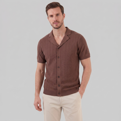 Herren Strickhemd Mit Knöpfen