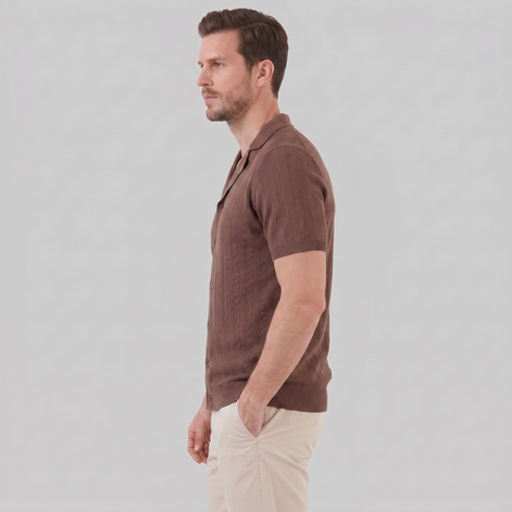 Herren Strickhemd Mit Knöpfen