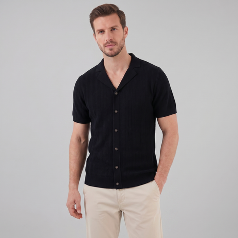 Herren Strickhemd Mit Knöpfen