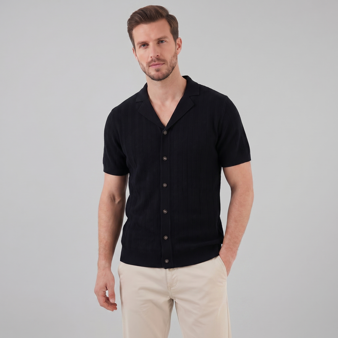 Herren Strickhemd Mit Knöpfen