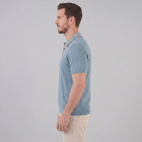 Herren Strick Polohemd Mit Kontrastkragen