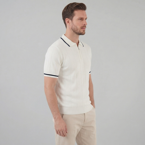 Herren Strick Poloshirt Mit Retro Akzenten