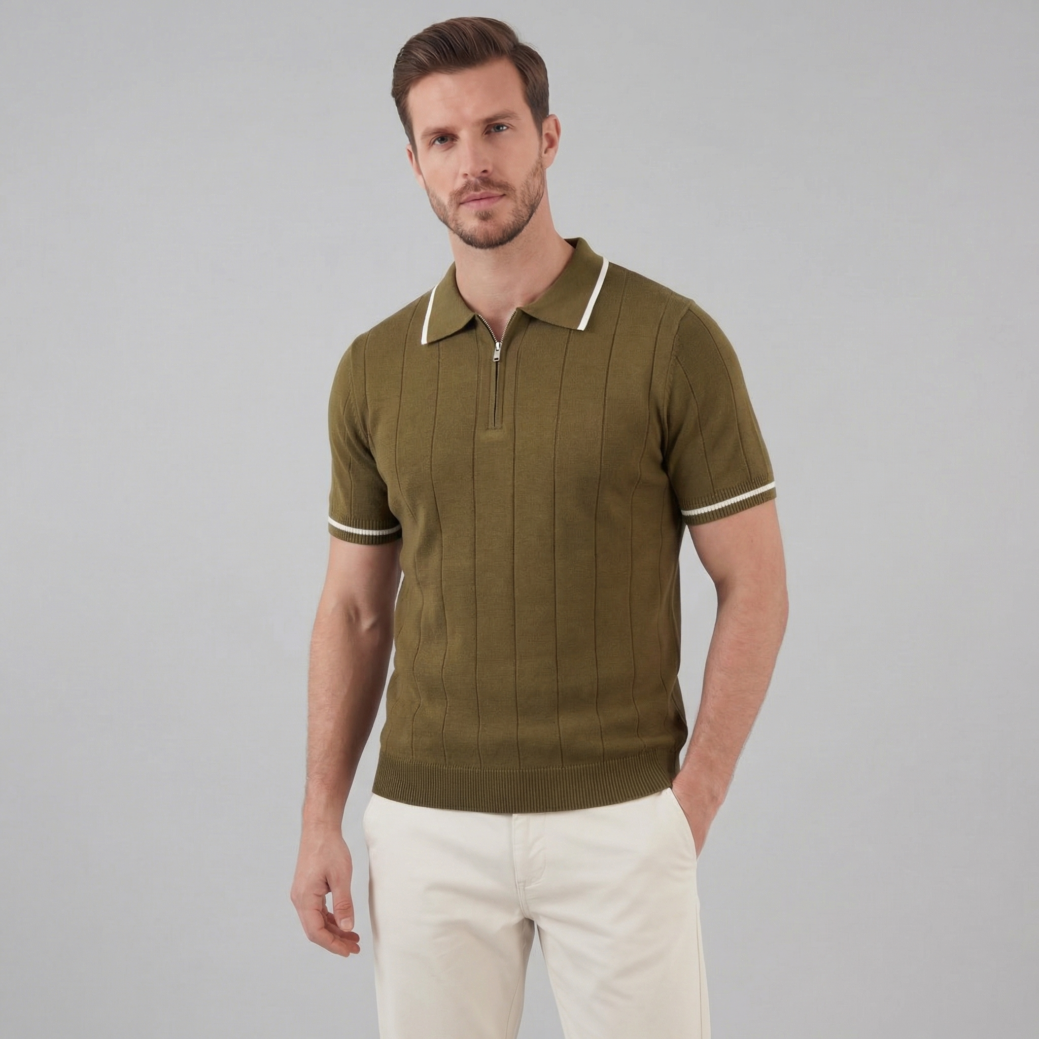 Herren Strick Poloshirt Mit Retro Akzenten