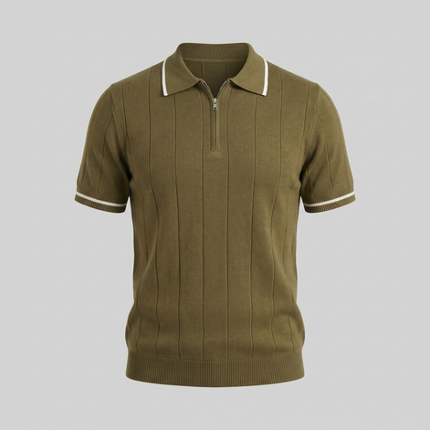 Herren Strick Poloshirt Mit Retro Akzenten