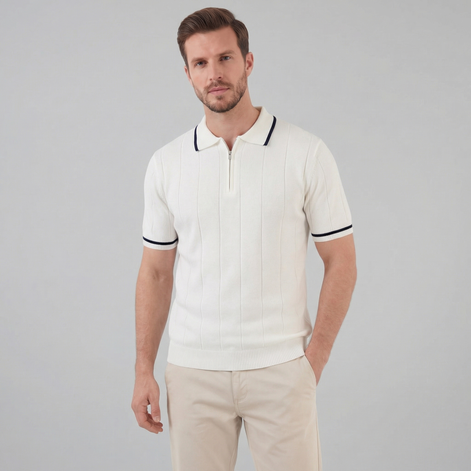 Herren Strick Poloshirt Mit Retro Akzenten