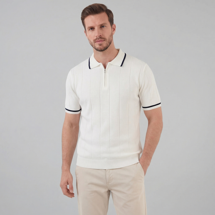 Herren Strick Poloshirt Mit Retro Akzenten