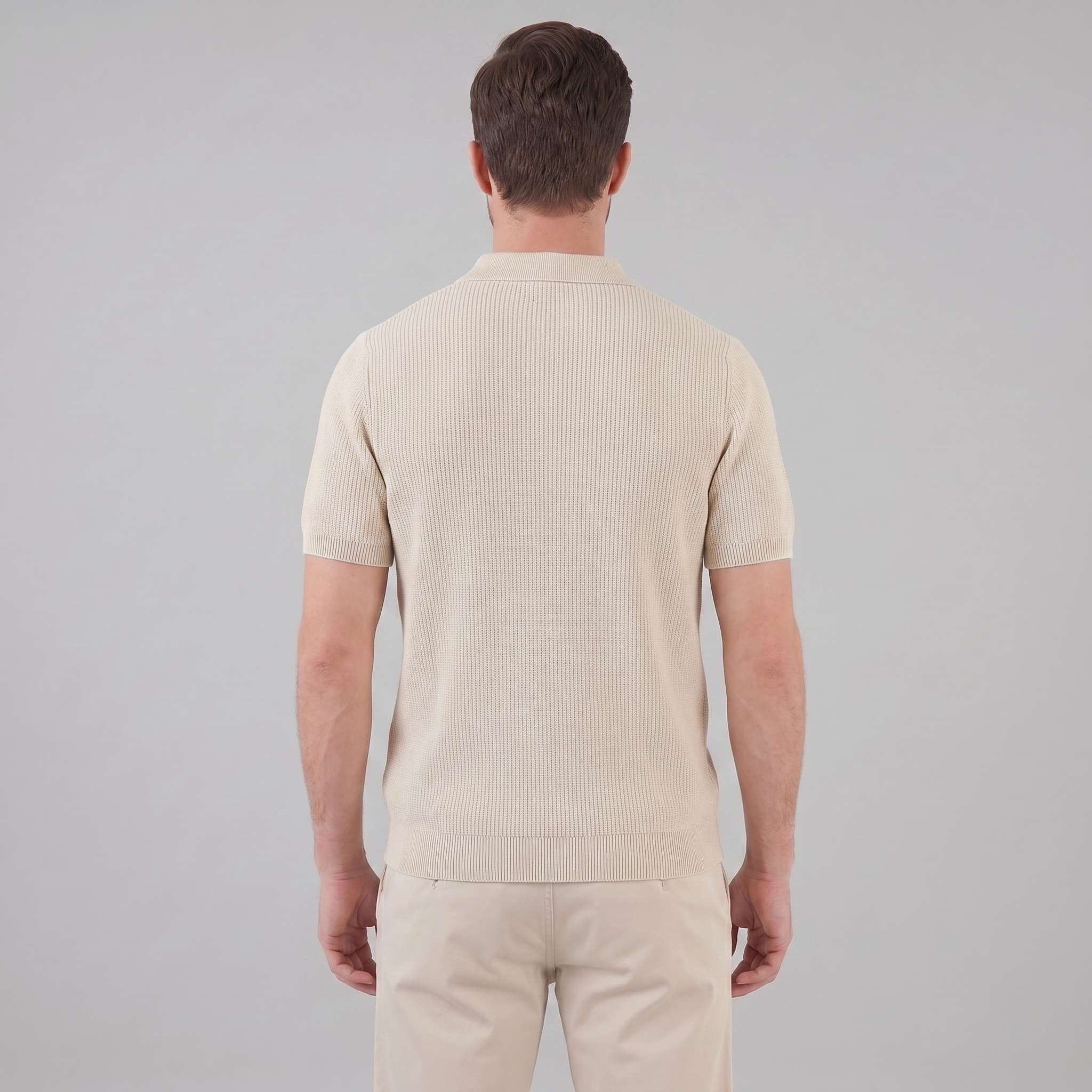 Herren Strick Polo Mit Reißverschluss Am Kragen
