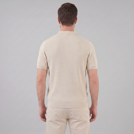 Herren Strick Polo Mit Reißverschluss Am Kragen