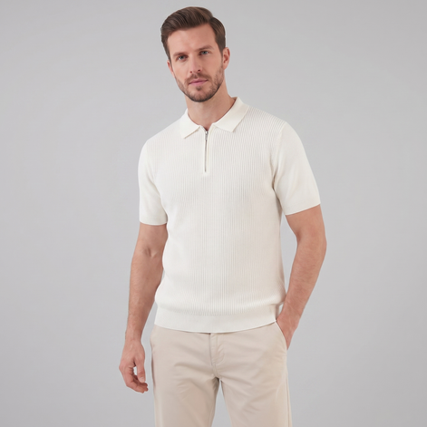 Herren Strick Polo Mit Reißverschluss Am Kragen