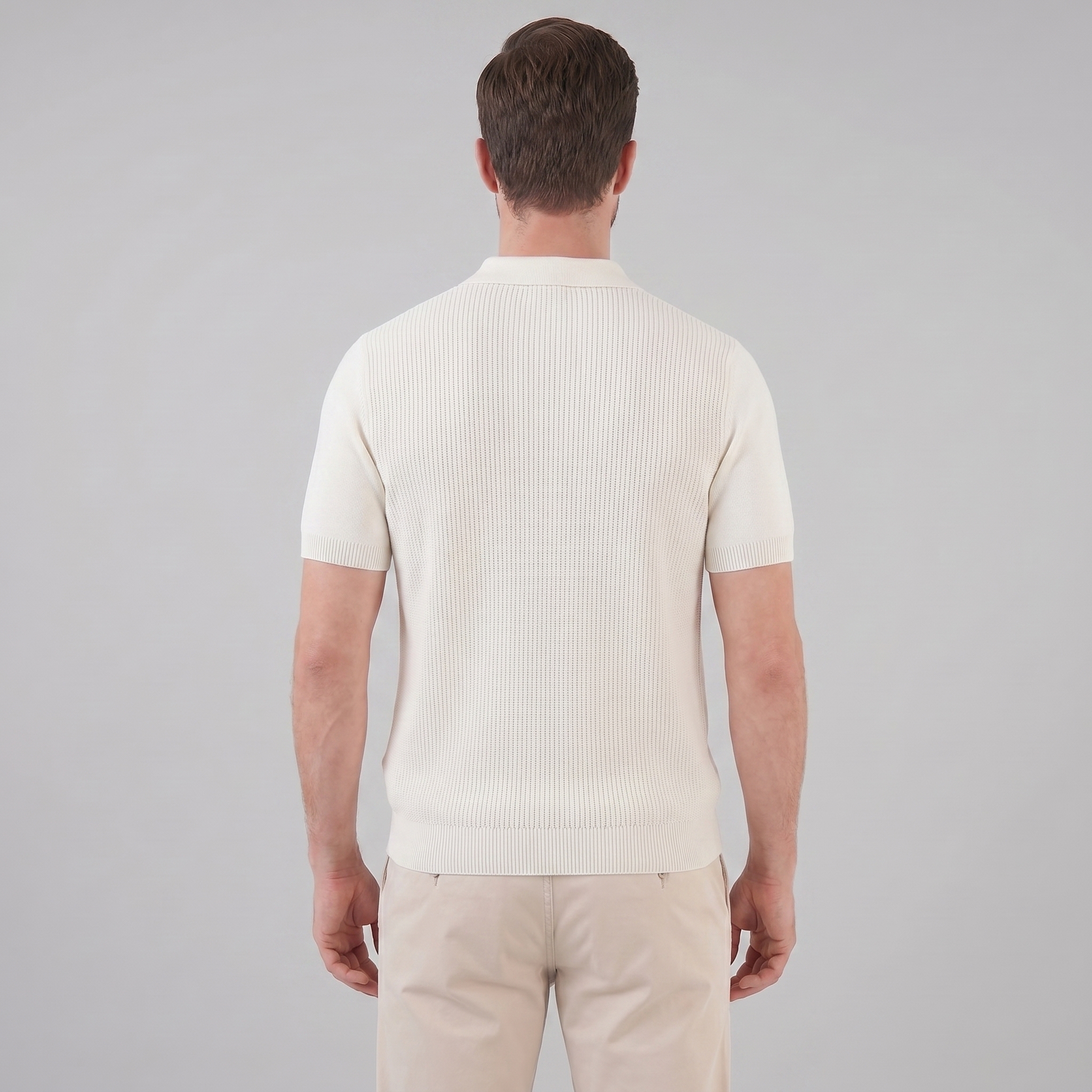 Herren Strick Polo Mit Reißverschluss Am Kragen
