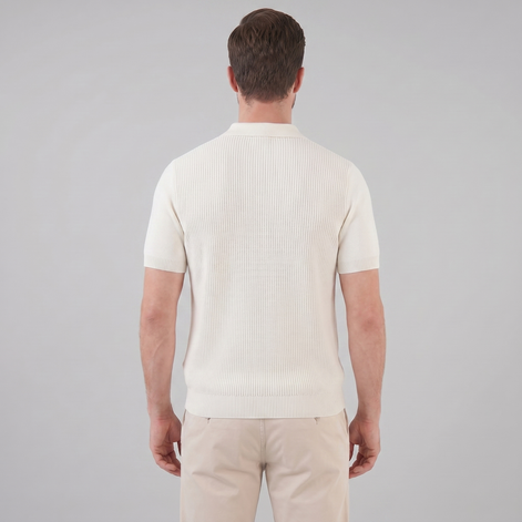 Herren Strick Polo Mit Reißverschluss Am Kragen