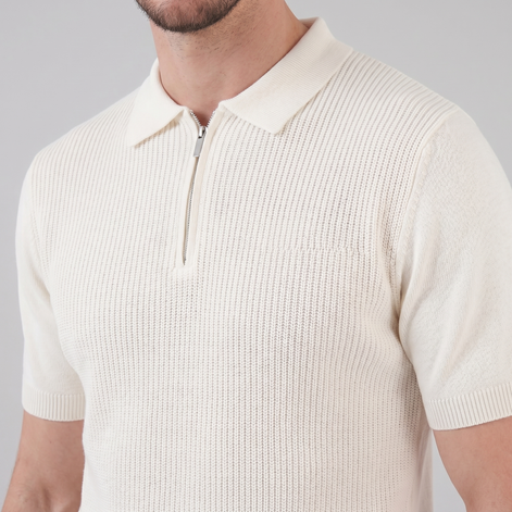 Herren Strick Polo Mit Reißverschluss Am Kragen