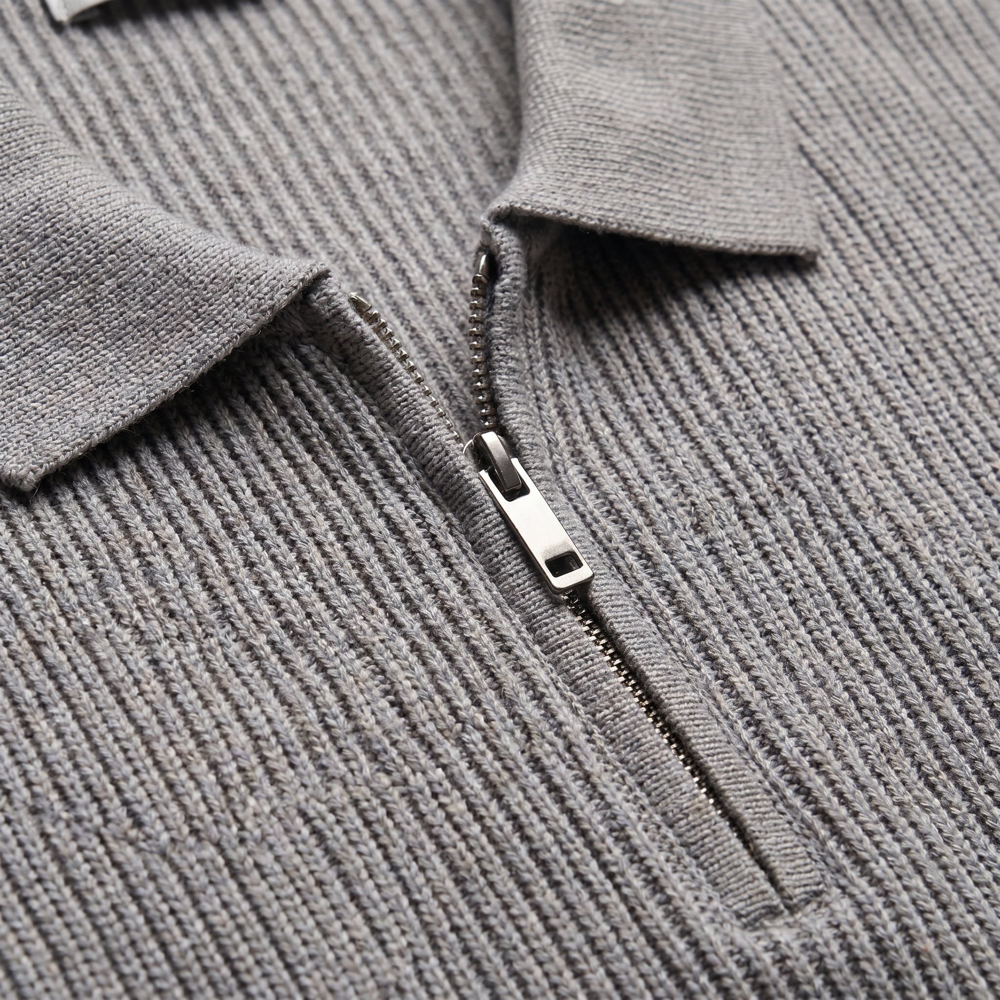 Herren Strick Polo Mit Reißverschluss Am Kragen
