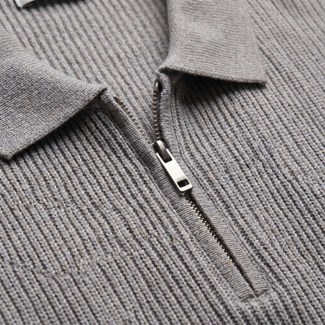 Herren Strick Polo Mit Reißverschluss Am Kragen