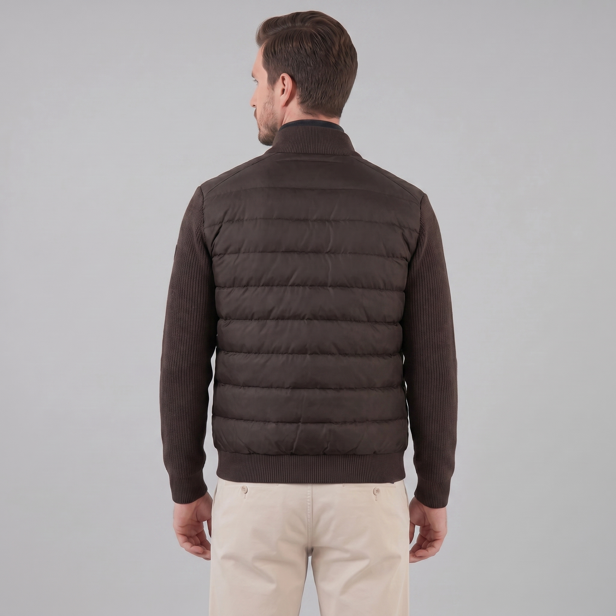 Herren Daunenjacke Mit Strickärmeln