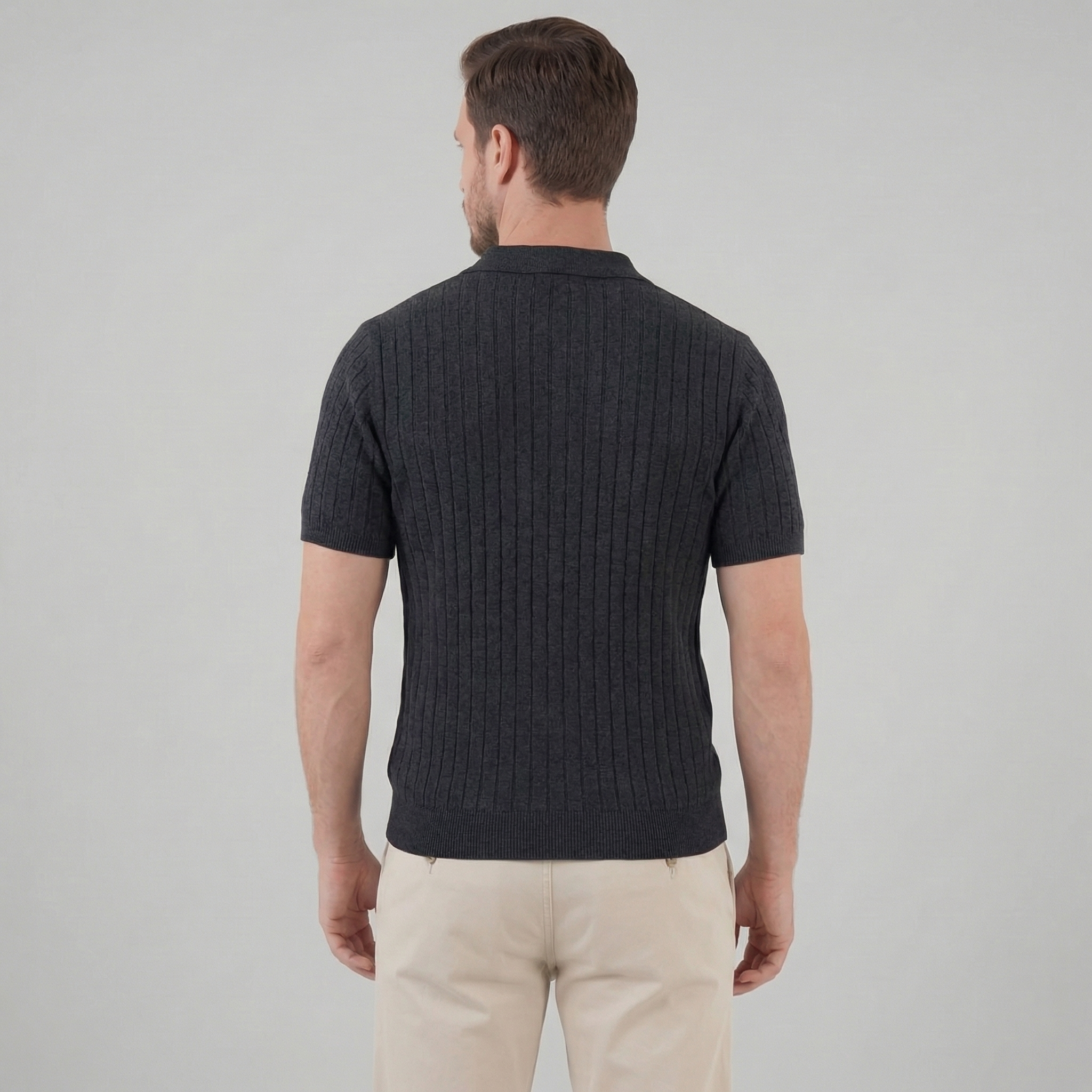 Herren Strick Polo Mit Streifen