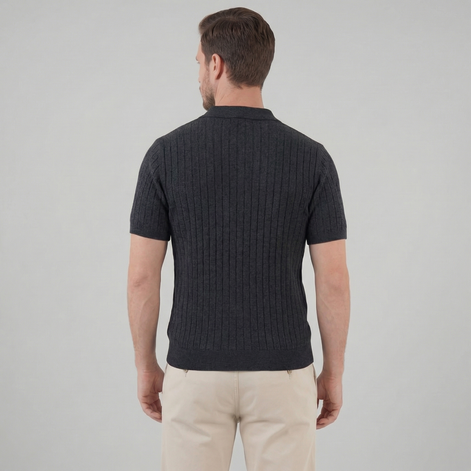 Herren Strick Polo Mit Streifen