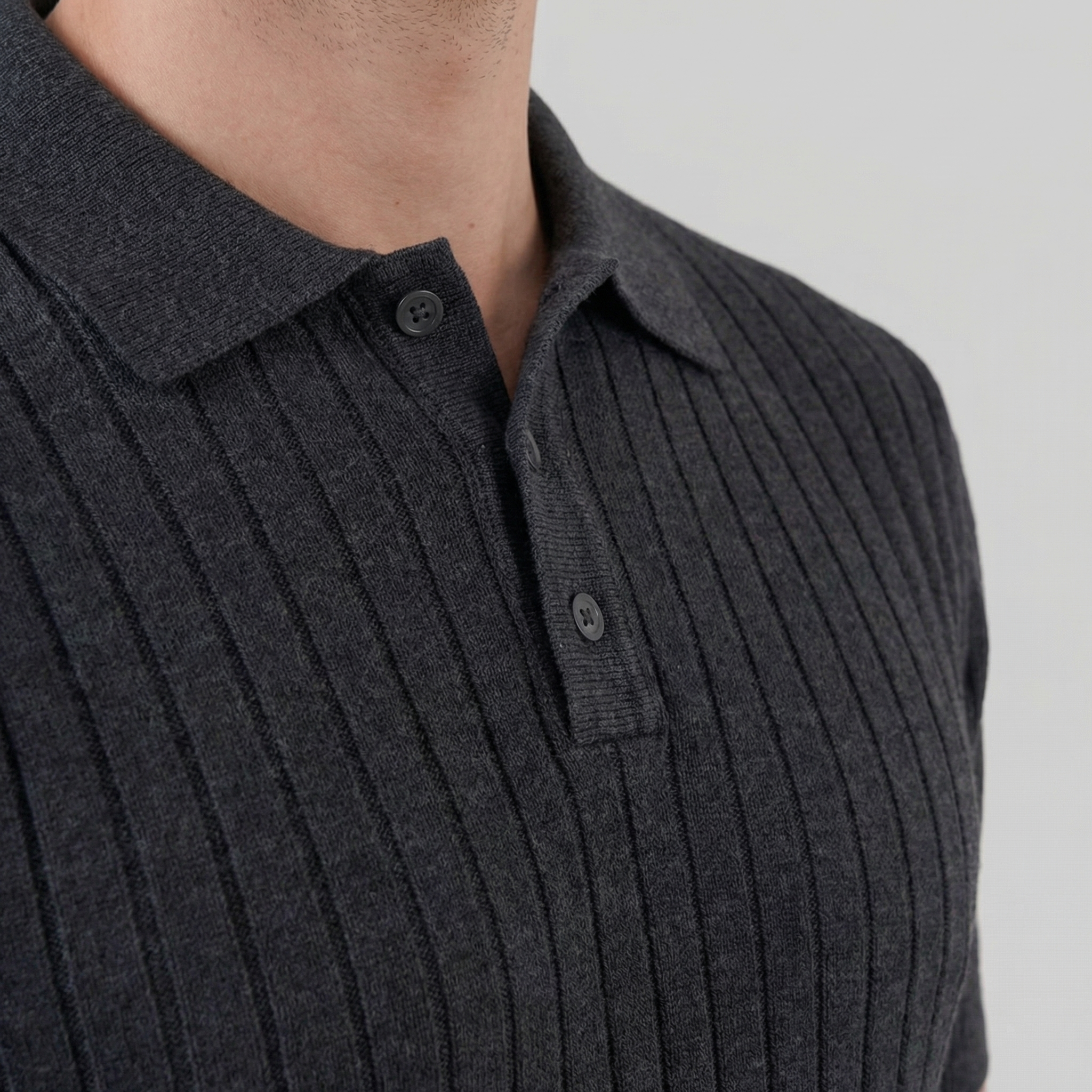 Herren Strick Polo Mit Streifen