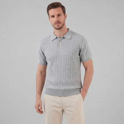 Herren Strick Polo Mit Streifen