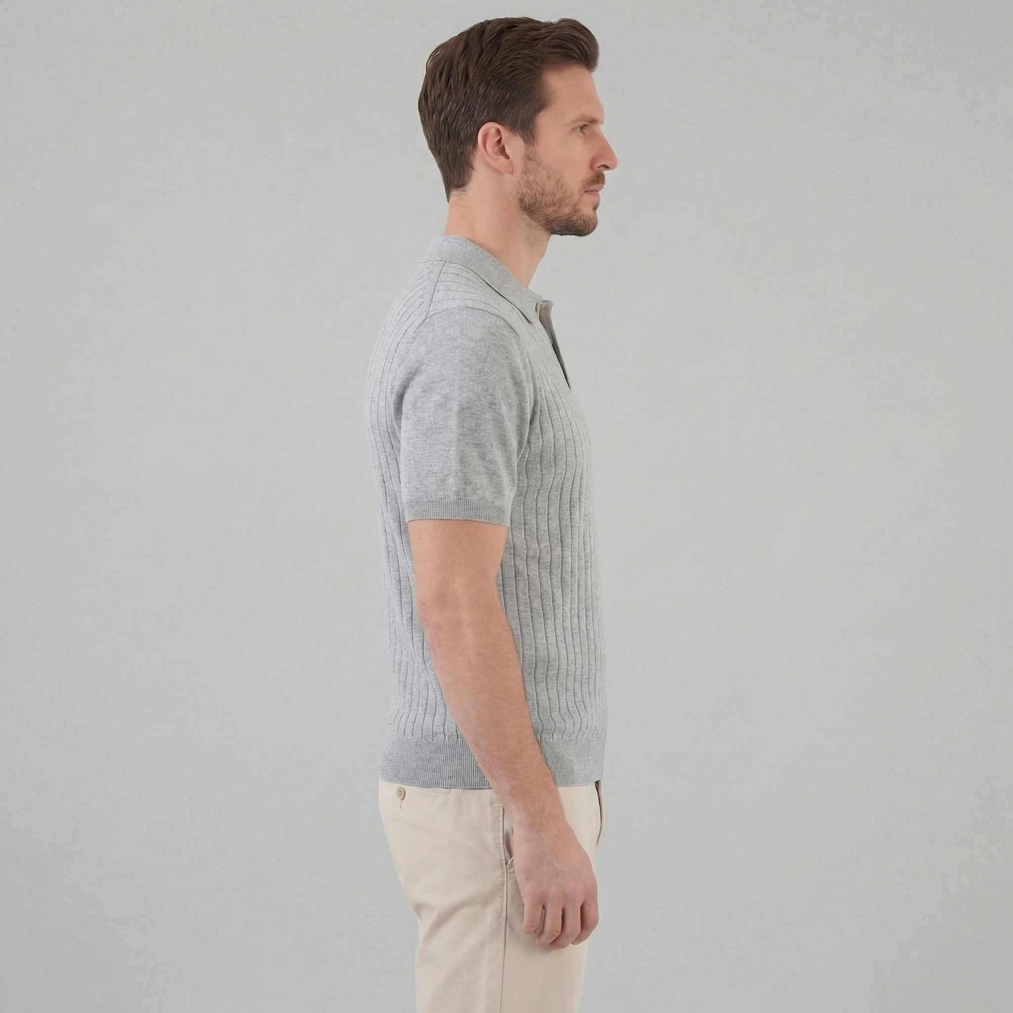 Herren Strick Polo Mit Streifen