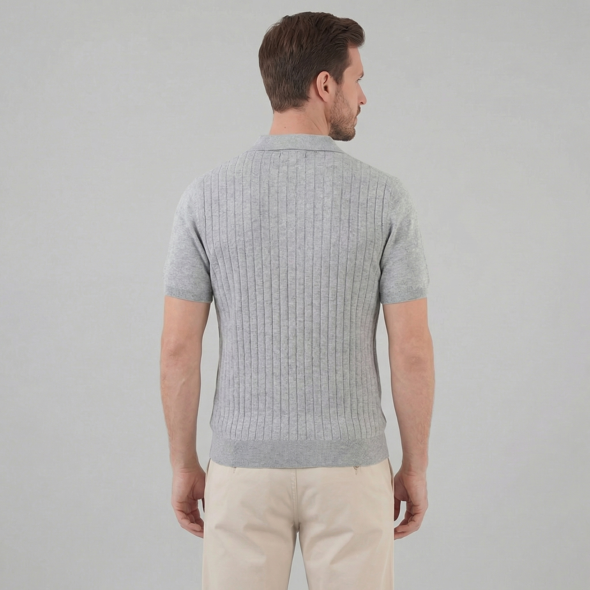 Herren Strick Polo Mit Streifen