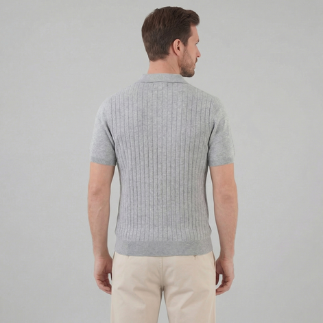 Herren Strick Polo Mit Streifen