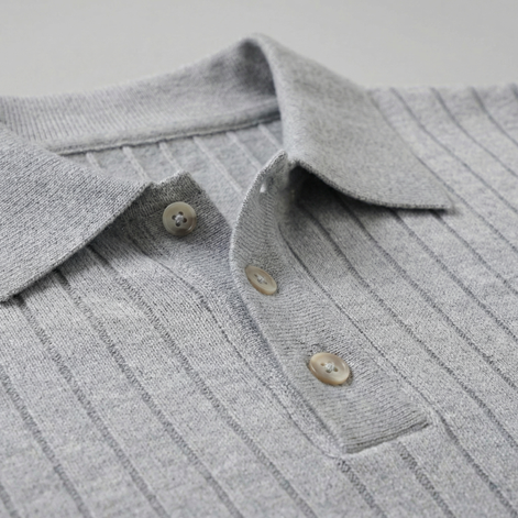 Herren Strick Polo Mit Streifen