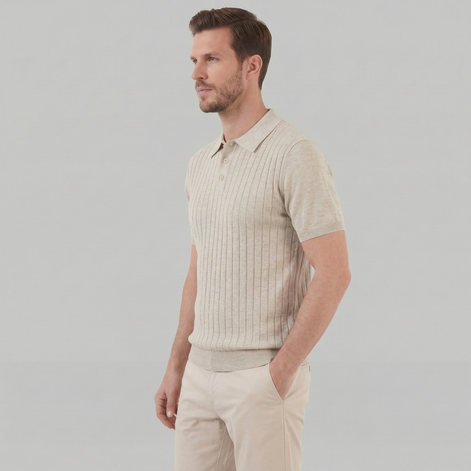 Herren Strick Polo Mit Streifen
