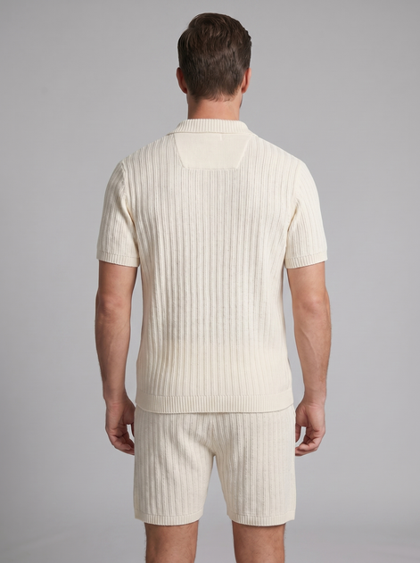 Herren Gestricktes Kurzarmhemd Und Shorts Set