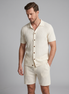 Herren Gestricktes Kurzarmhemd Und Shorts Set