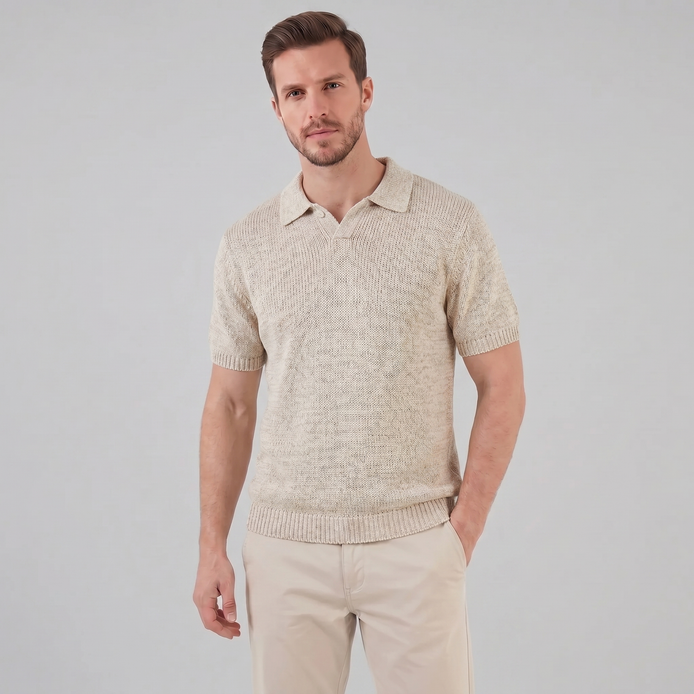 Herren Gestricktes Sommer-Polohemd