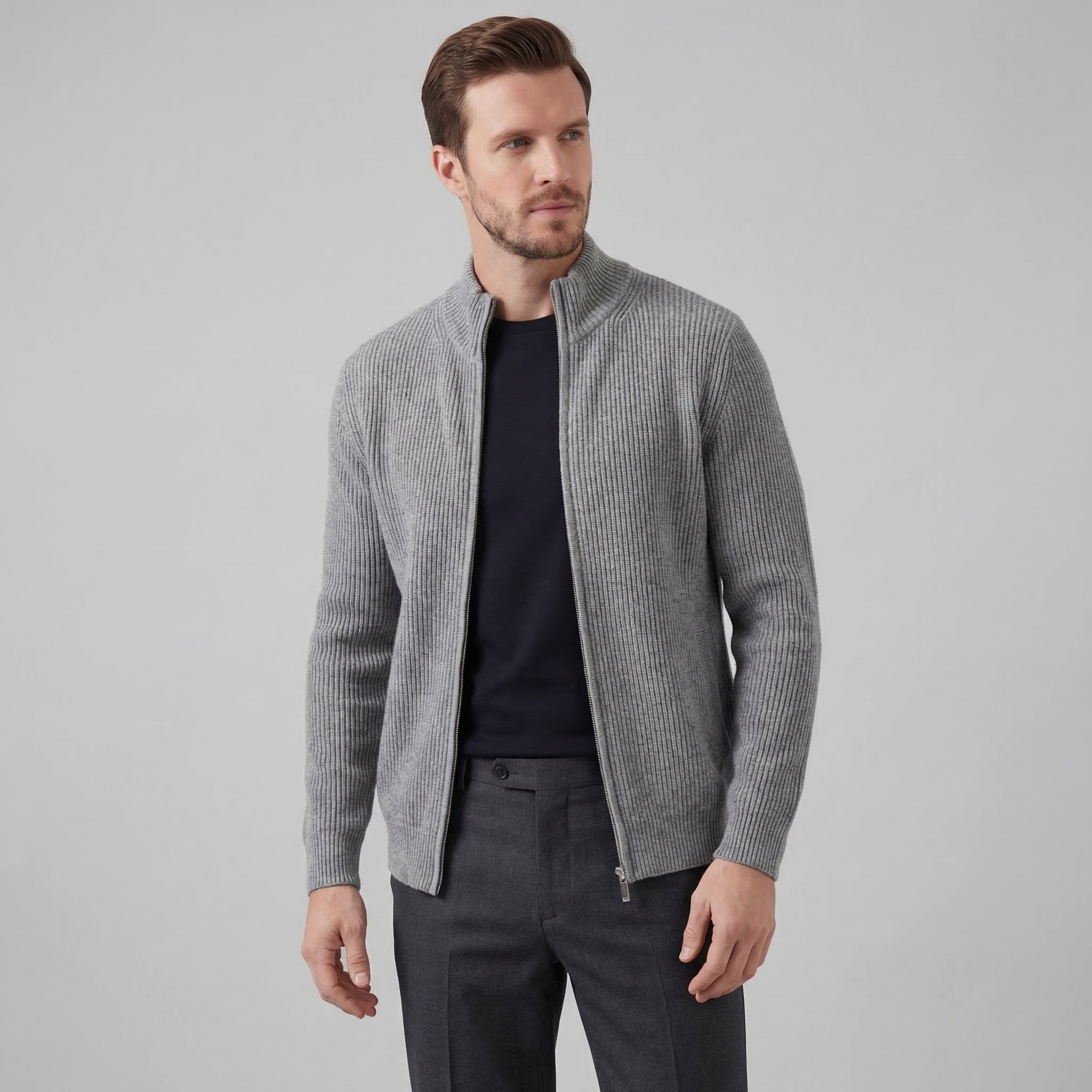 Herren Strickjacke Mit Reißverschluss