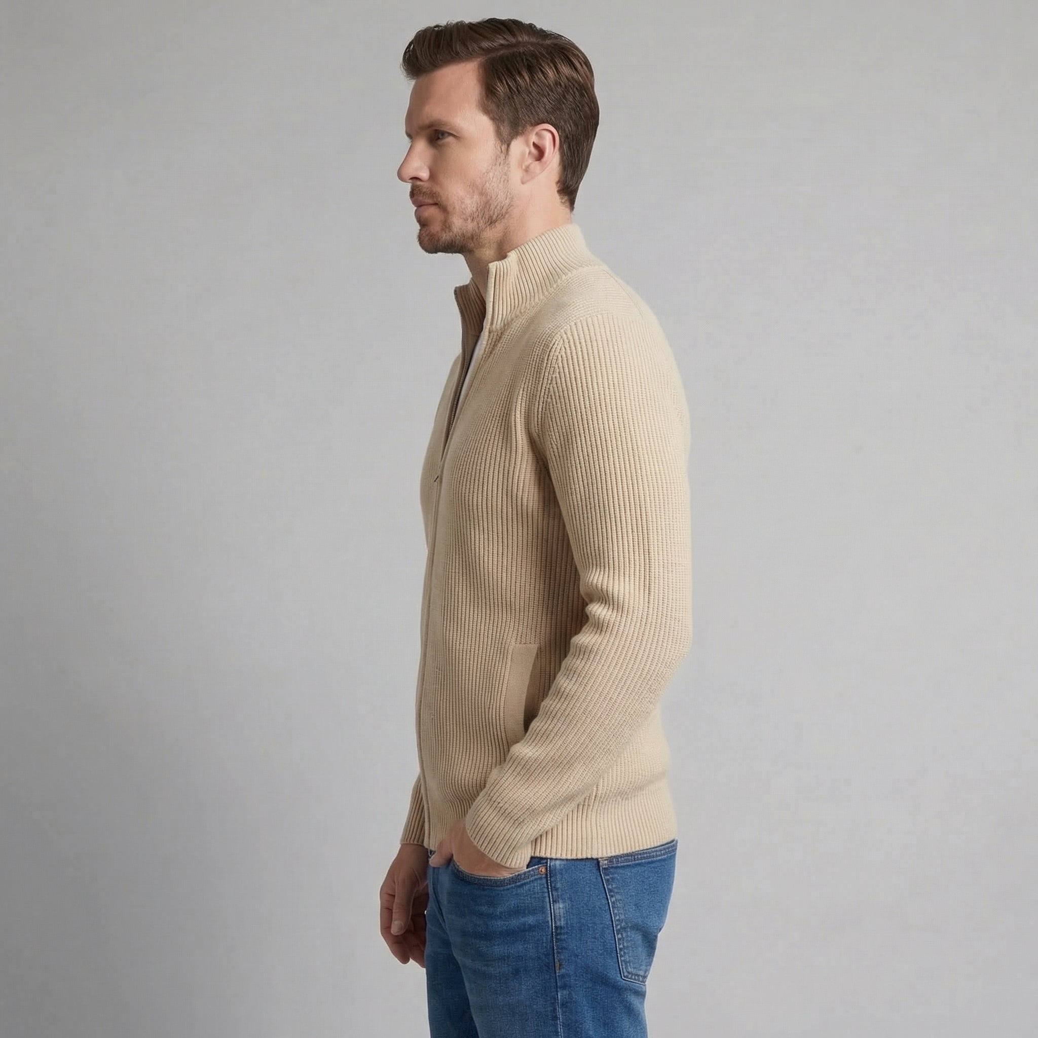 Herren Strickjacke Mit Reißverschluss