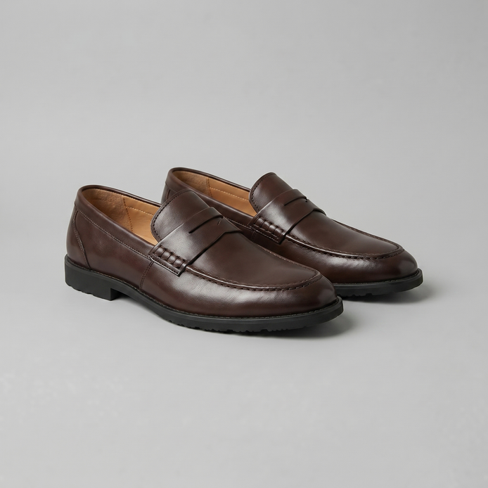 Herren Leder-Look Penny-Loafer