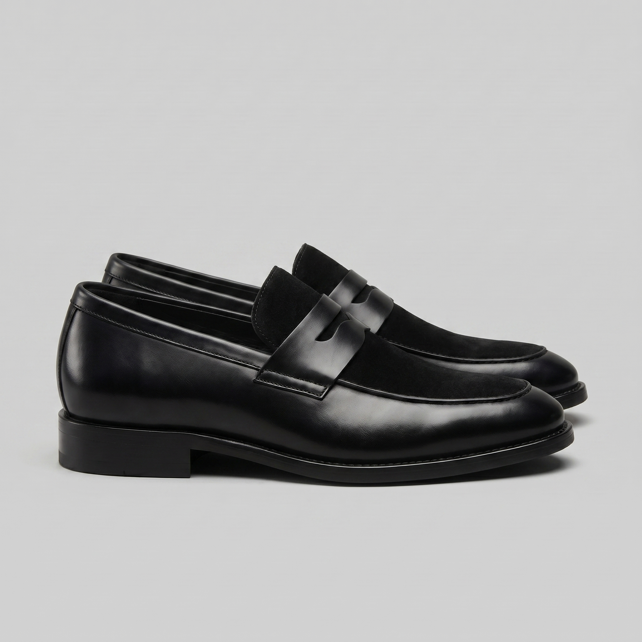 Herren Leder Wildleder Panel Loafer