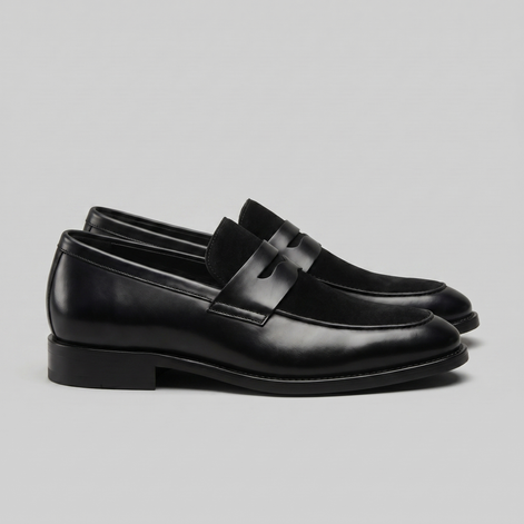 Herren Leder Wildleder Panel Loafer