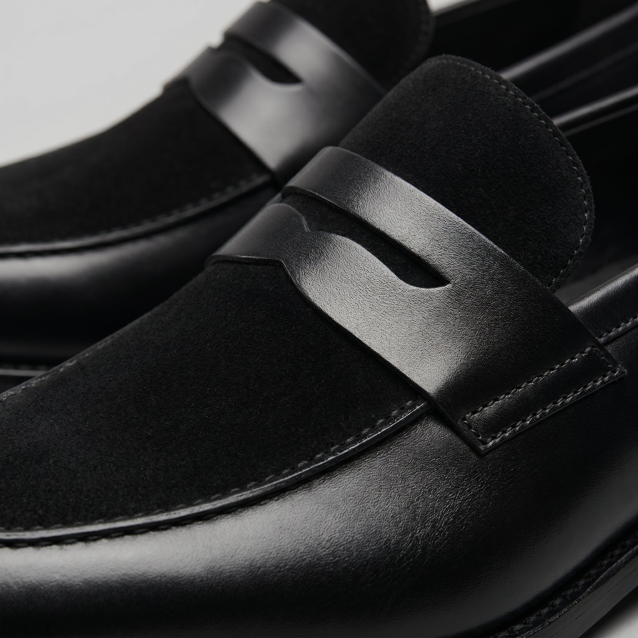 Herren Leder Wildleder Panel Loafer