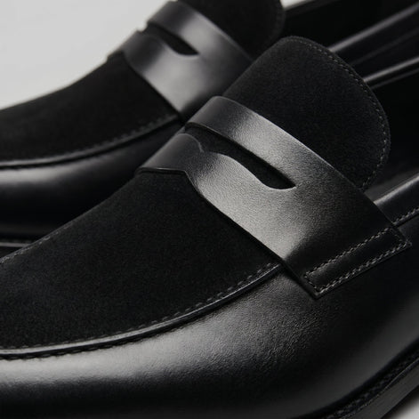 Herren Leder Wildleder Panel Loafer