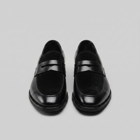 Herren Leder Wildleder Panel Loafer