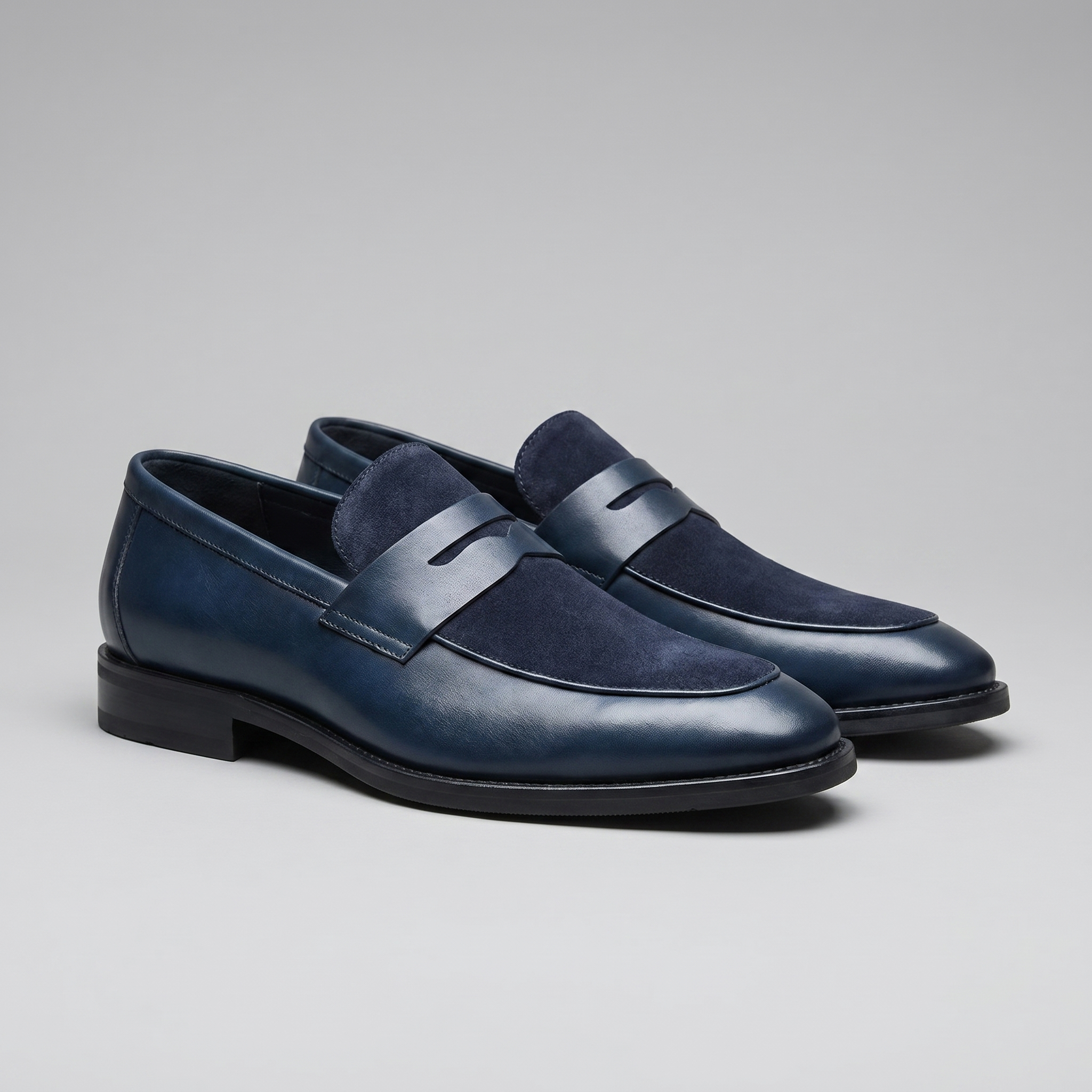 Herren Leder Wildleder Panel Loafer