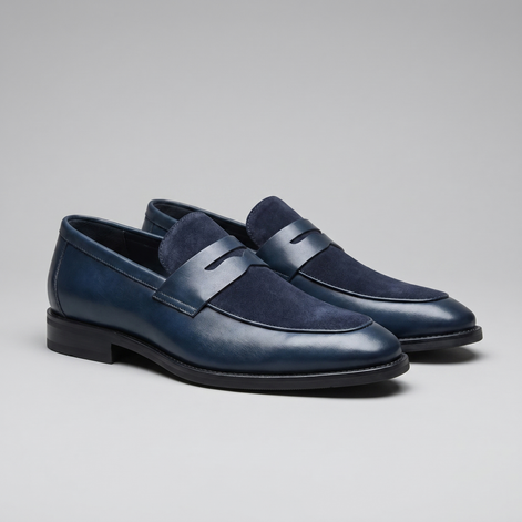 Herren Leder Wildleder Panel Loafer